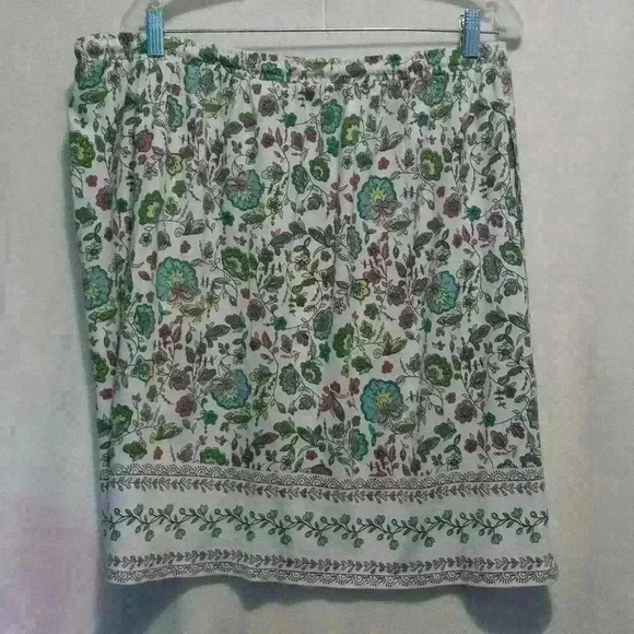 J. JILL midi skirt white with pink and teal Floral Pattern boho Leisure modal so - Picture 7 of 8